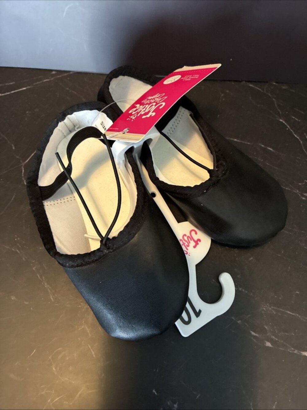 Justice Girls Black Dance Shoes Ballet Jazz Slip On Size 10 New